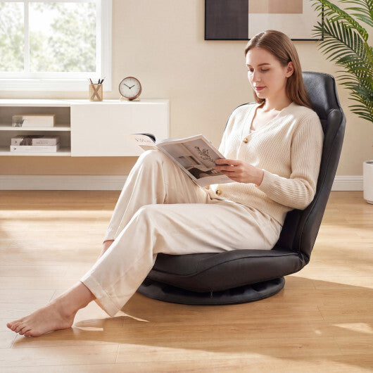 360 Swivel Floor Gaming Chair with 5-Level Adjustable Backrest-Gray