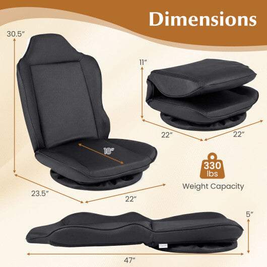 360 Swivel Floor Gaming Chair with 5-Level Adjustable Backrest-Gray