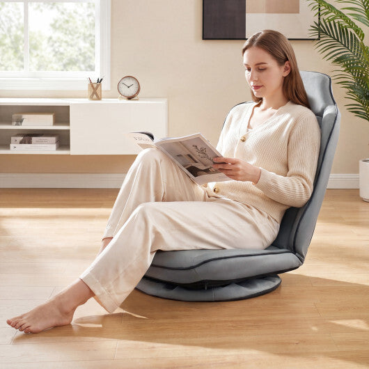 360 Swivel Floor Gaming Chair with 5-Level Adjustable Backrest-Gray