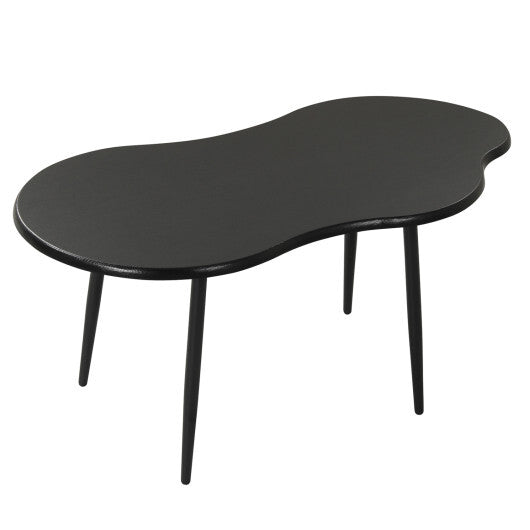 Cloud Shape Coffee Table 39.5 inch Irregular Center Table with Metal Frame-Black
