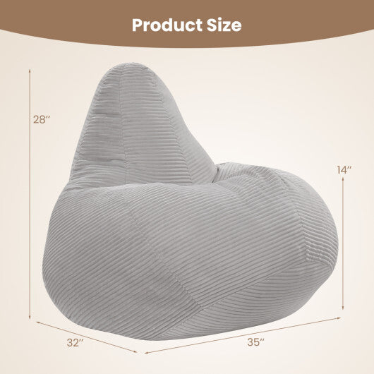 Bean Bag Chair for Adults Accent Lazy Sofa with Skin-friendly Corduroy Cover and Soft Sponge Filling-Blue