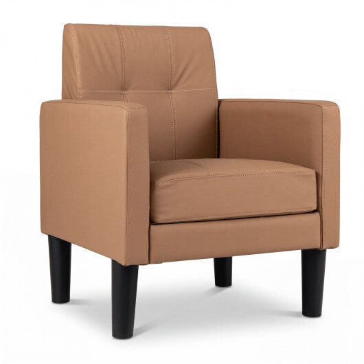 PU Leather Modern Accent Chair with Removable Seat Cushion-Brown