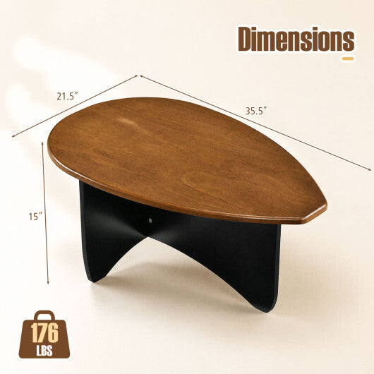 Oval Coffee Table Mid Century Modern Accent Table Low Profile Wooden Center Table-Black