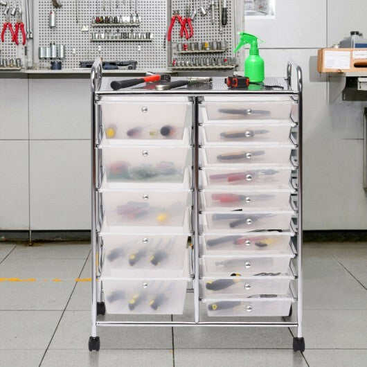 15 Drawers Rolling Storage Cart Organizer-clear - Color: Transparent