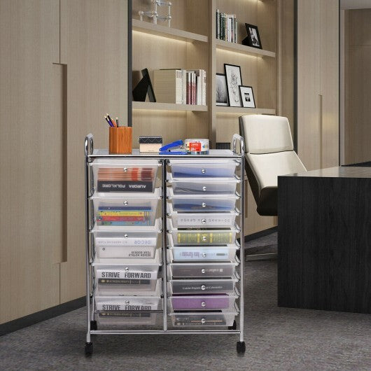 15 Drawers Rolling Storage Cart Organizer-clear - Color: Transparent