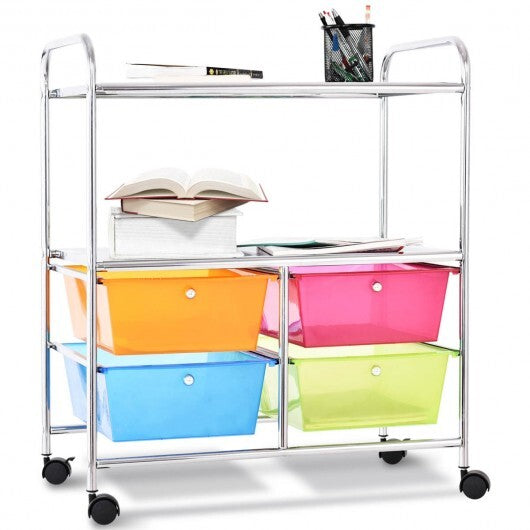 4 Drawers Shelves Rolling Storage Cart Rack-Clear