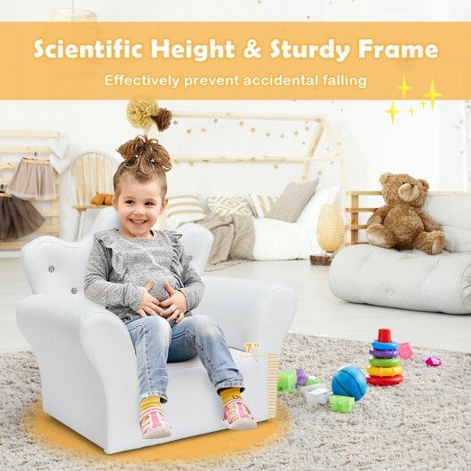 Pink Kids Sofa Armrest Couch with Ottoman-Pink