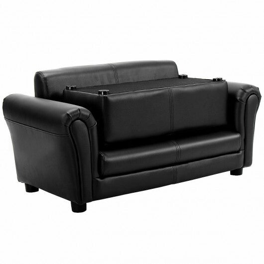 Soft Kids Double Sofa with Ottoman-Pink