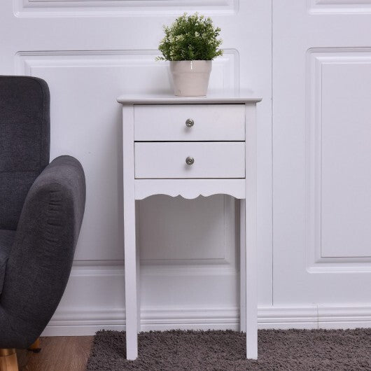 Side Table End Accent Table with 2 Drawers-Black