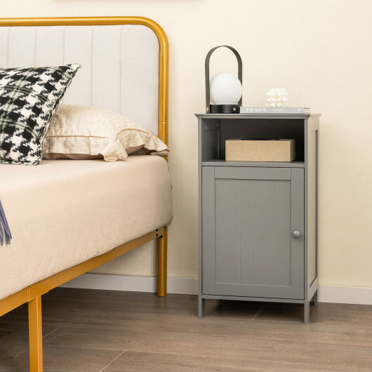 Bathroom Freestanding  Adjustable Shelf Floor Storage Cabinet-White