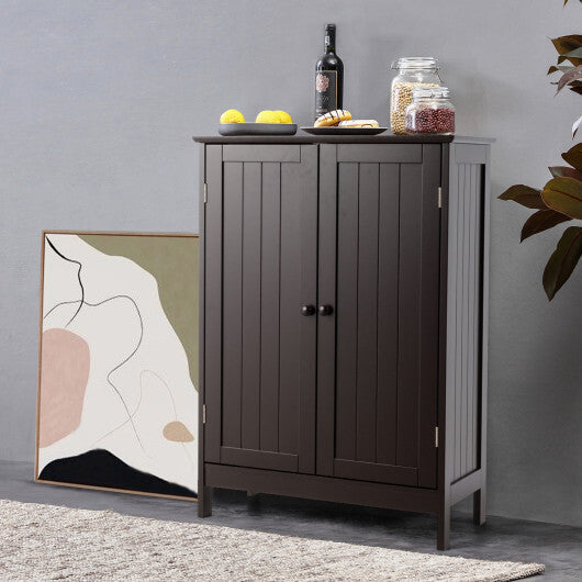 Bathroom Floor Storage Double Door Cupboard Cabinet-White