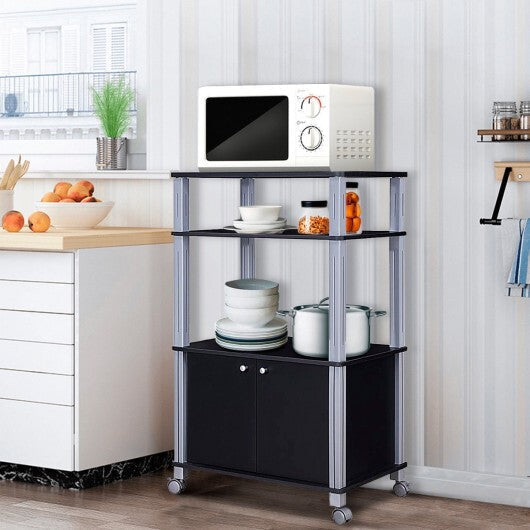 Microwave Rack Stand Rolling Storage Cart-Walnut