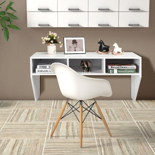 Wall Mounted Floating Computer Table Desk Storage Shelf-White - Color: White