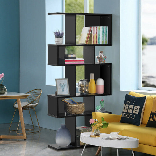 5 Cubes Ladder Shelf Corner Bookshelf Display Rack Bookcase-Gray