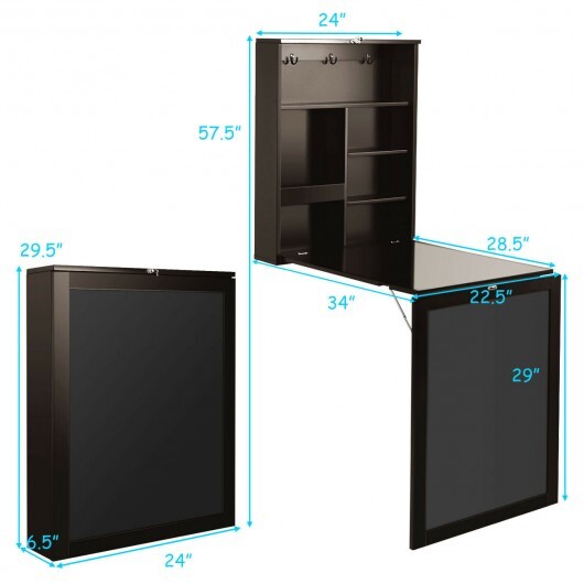 Convertible Wall Mounted Table with A Chalkboard-Black
