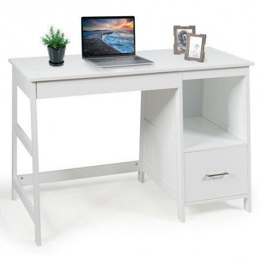 47.5 Inch Modern Home Computer Desk with 2 Storage Drawers-White
