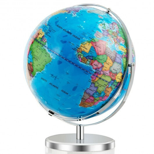 13 Inch Illuminated World Globe 720 Rotating Map with LED Light