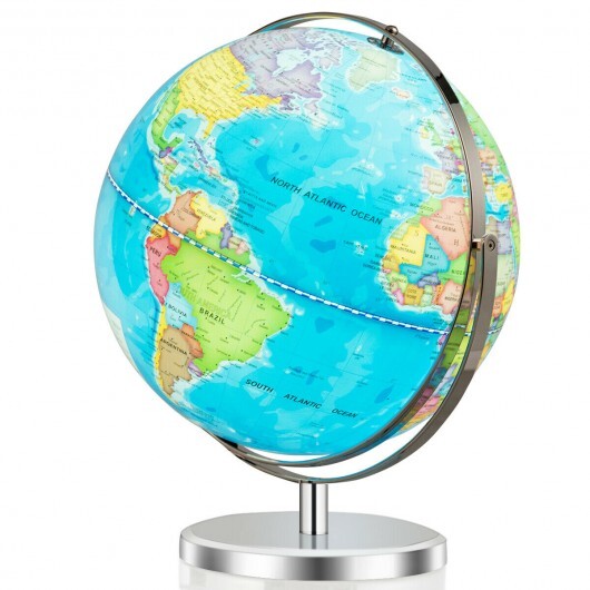 13 Inch Illuminated World Globe 720 Rotating Map with LED Light