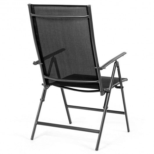 Set of 2 Adjustable Portable Patio Folding Dining Chair Recliners-Black