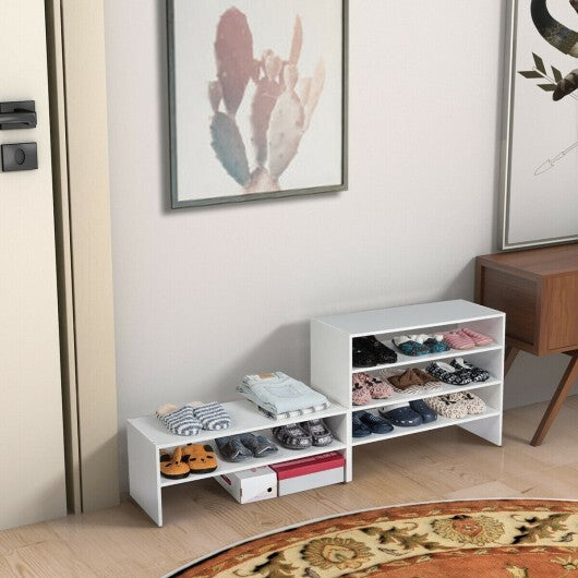 3 Pieces 31-Inch Stackable Multi-Shape Shoe Rack-Brown