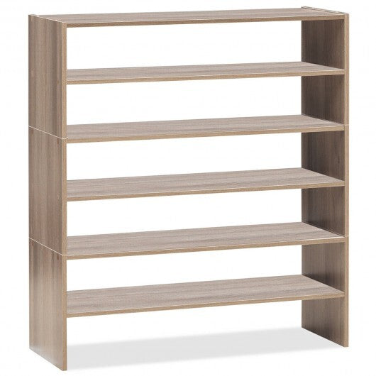 3 Pieces 31-Inch Stackable Multi-Shape Shoe Rack-White