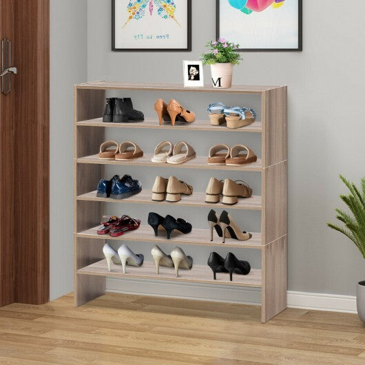 3 Pieces 31-Inch Stackable Multi-Shape Shoe Rack-White