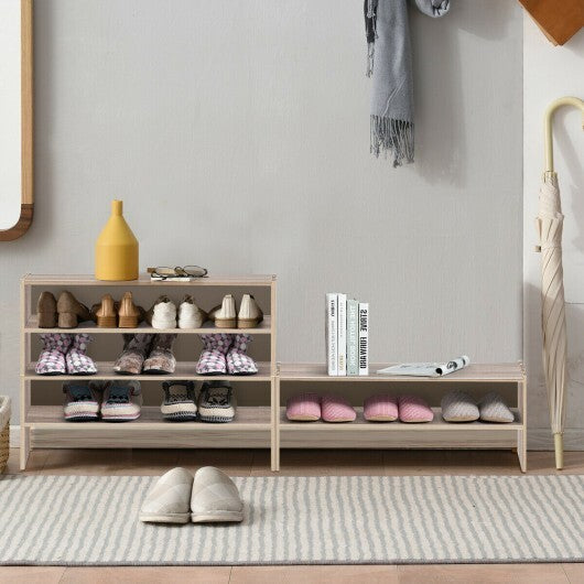 3 Pieces 31-Inch Stackable Multi-Shape Shoe Rack-White