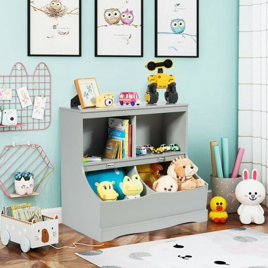Kids Floor Cabinet Multi-Functional Bookcase -White