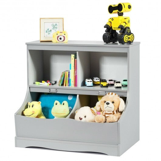 Kids Floor Cabinet Multi-Functional Bookcase -White
