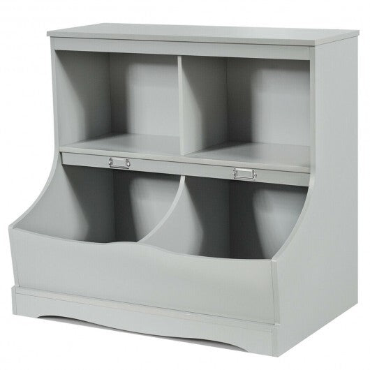 Kids Floor Cabinet Multi-Functional Bookcase -White