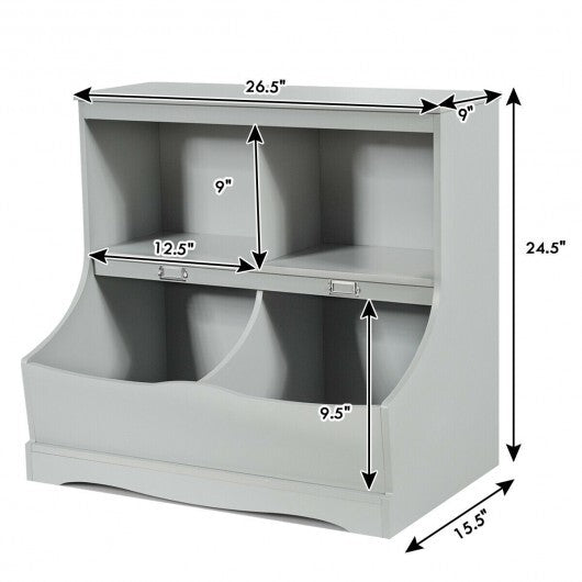 Kids Floor Cabinet Multi-Functional Bookcase -White