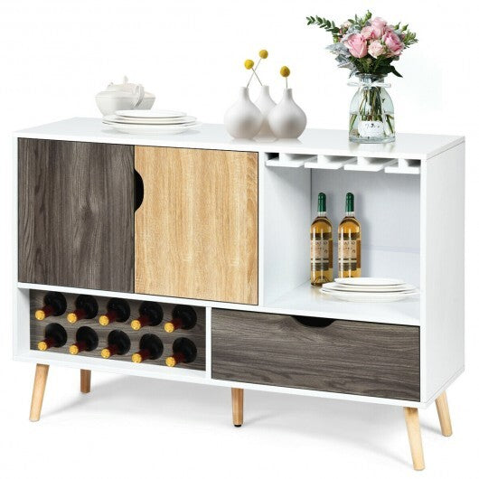 Mid-Century Buffet Sideboard Wooden Storage Cabinet - Color: White