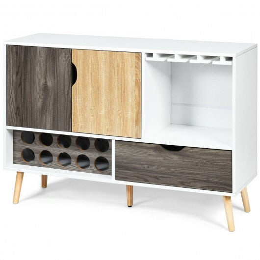 Mid-Century Buffet Sideboard Wooden Storage Cabinet - Color: White