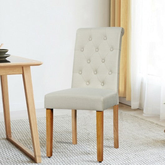 2 Pieces Tufted Dining Chair Set with Adjustable Anti-Slip Foot Pads-Blue and White