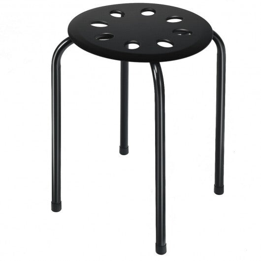 Set of 6 Portable Plastic Stack Stools-Black