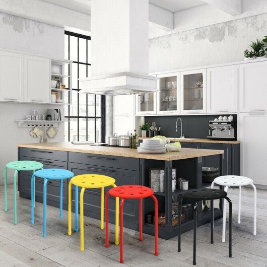 Set of 6 Portable Plastic Stack Stools-Black
