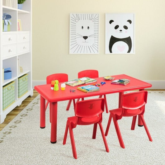 Kids Plastic Rectangular Learn and Play Table-Red - Color: Red