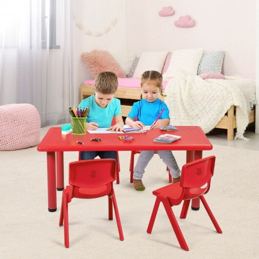 Kids Plastic Rectangular Learn and Play Table-Red - Color: Red