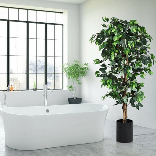 6 Feet Artificial Ficus Silk Tree - Color: Green