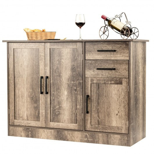 Buffet Storage Cabinet Kitchen Sideboard with 2 Drawers-Gray