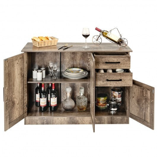 Buffet Storage Cabinet Kitchen Sideboard with 2 Drawers-Gray