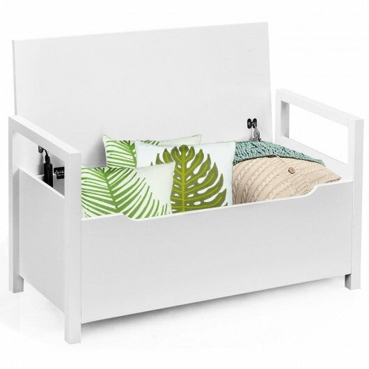 34.5 15.5 19.5 Inch Shoe Storage Bench with Cushion Seat for Entryway-White
