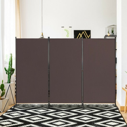3-Panel Room Divider Folding Privacy Partition Screen for Office Room-Brown - Color: Brown