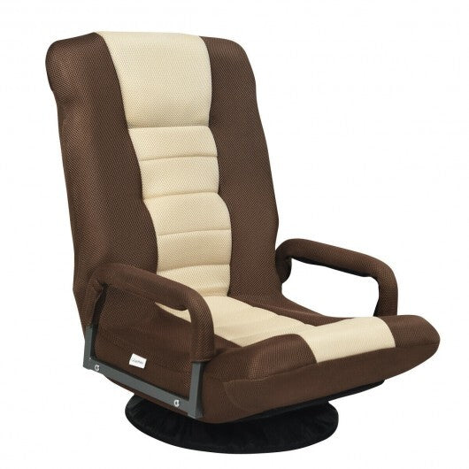 360-Degree Swivel Gaming Floor Chair with Foldable Adjustable Backrest-Gray