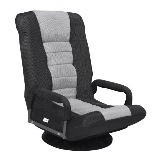 360-Degree Swivel Gaming Floor Chair with Foldable Adjustable Backrest-Gray
