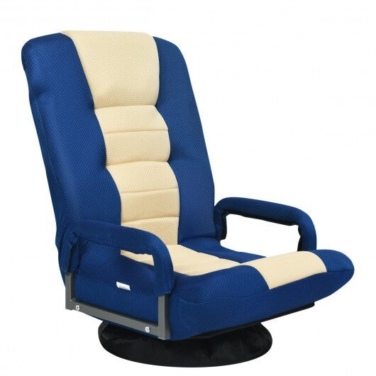 360-Degree Swivel Gaming Floor Chair with Foldable Adjustable Backrest-Gray