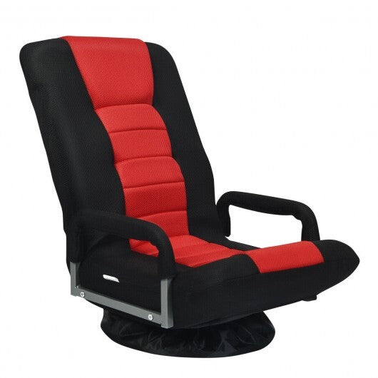 360-Degree Swivel Gaming Floor Chair with Foldable Adjustable Backrest-Gray