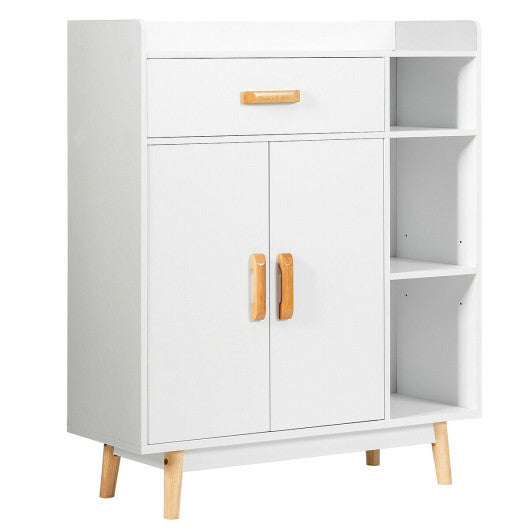 Floor Storage Cabinet Free Standing Cupboard Chest with 1 Drawer-Black