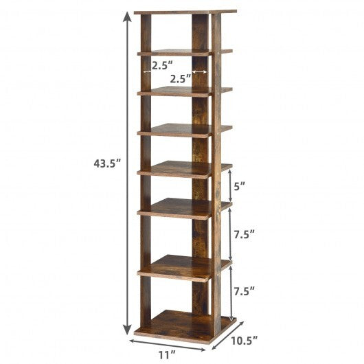 Wooden Shoes Storage Stand 7 Tiers Shoe Rack Organizer Multi-shoe Rack Shoebox-Rustic Brown - Color: Rustic Brown