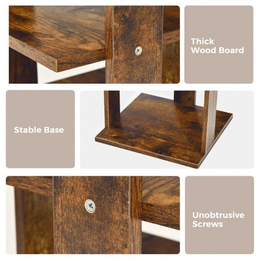 Wooden Shoes Storage Stand 7 Tiers Shoe Rack Organizer Multi-shoe Rack Shoebox-Rustic Brown - Color: Rustic Brown